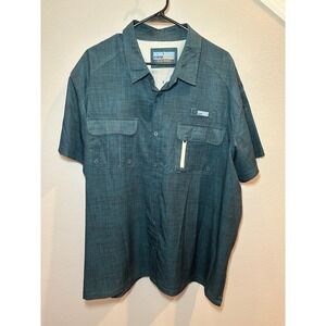 X-Caster Shirt Mens Large Teal/blue  Vented Outdoor Fishing UPF Sun Protection